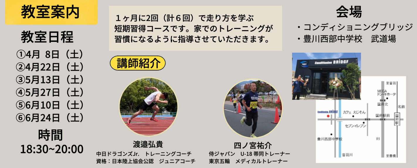 親子走り方教室のご案内　2023年版　（開催日時・詳細について）